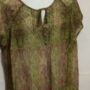 Liz Claiborne Green Tie Front Cap Sleeve Blouse size 2X